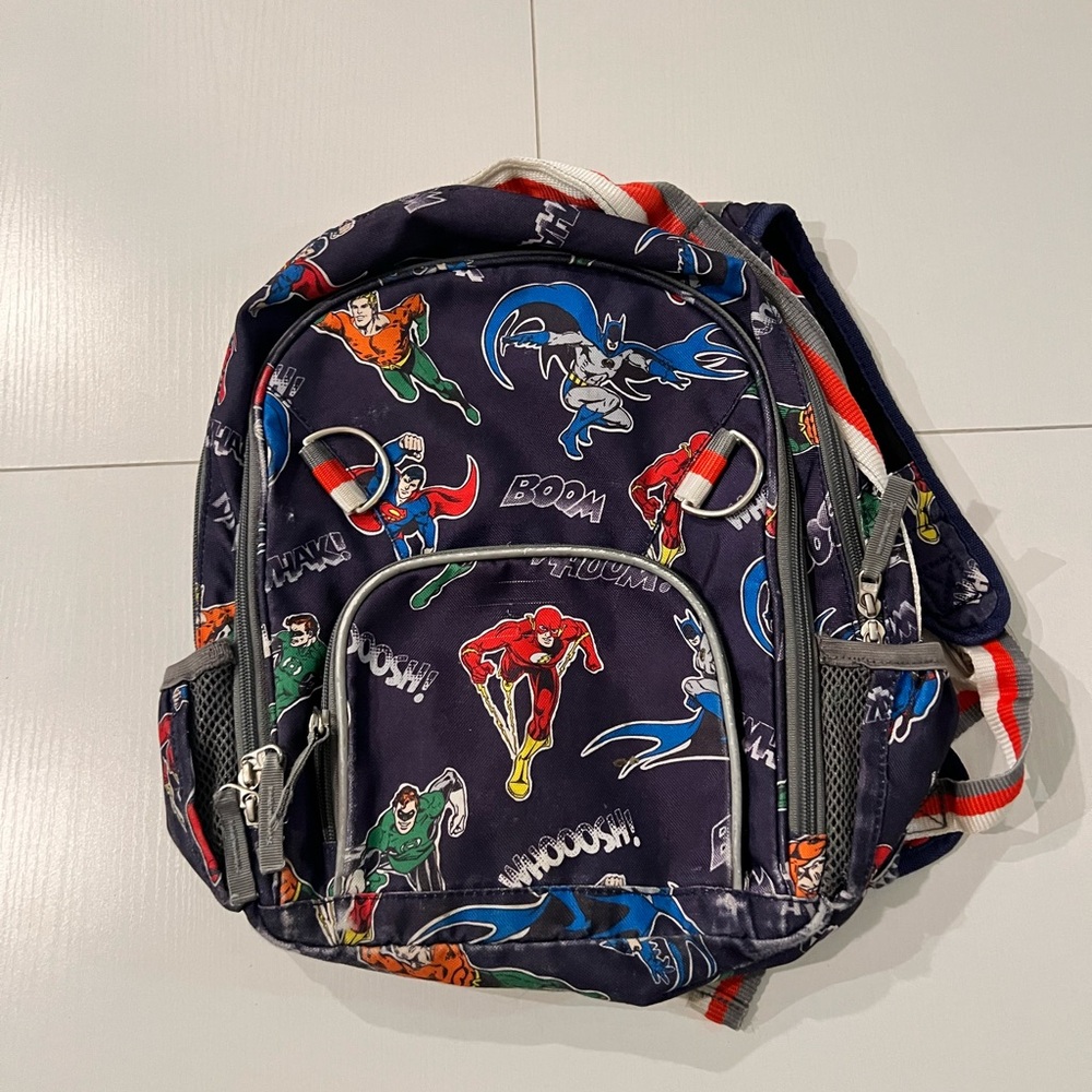 Pottery Barn Kids Comic Hero Backpack - Navy and Multicolor